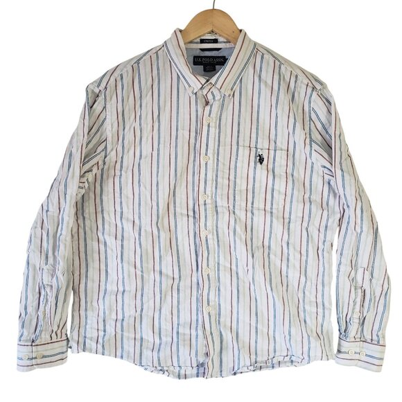 U.S. Polo Assn. Mens Striped Button Up Long Sleeve Shirt Size XL Classic Office - Picture 1 of 5